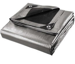 Plandeka. 260g 10x12 srebrno-czarna /1/ MEGA GRUBA